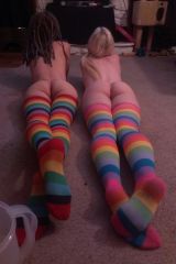 Movie night and rainbow socks! ☺ [F+F]