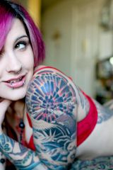 Tattoos and purple hair