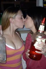 Two girls getting drunk