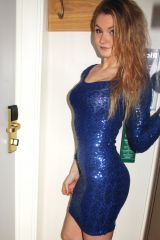 Shiny blue dress