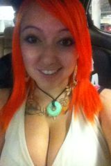 my new neon orange hair! (photo taken with a potat...