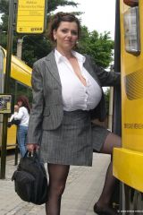 Milena Velba taking the tram