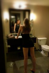 My real girl getting ready at the hotel