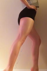 My legs in yoga shorts. [f]
