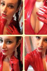 Rubber Nathalie - Red Latex Catsuit Selfies