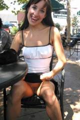 This amateur babe is flashing her pussy in public