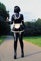 Masked maid in public