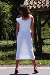 Milf in a white dress
