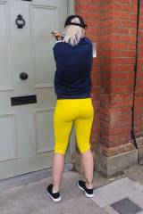 Rita Ora yellow leggings