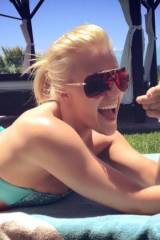 Blonde in Bikini gives the thumbs up