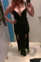 G(f) trying on a little black dress