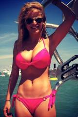 Pink bikini on a boat