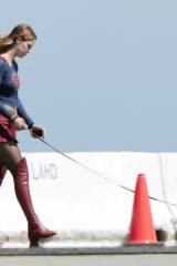 Melissa Benoist on the set of Supergirl - not quit...