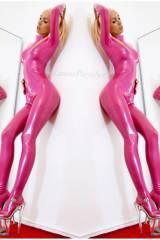 Laura Paradise in a luscious pink catsuit