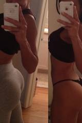 In and out of her yoga pants