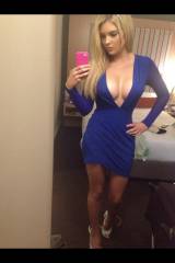 Sexy Blonde in blue dress