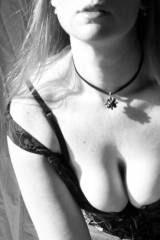 Black & white corset cleavage
