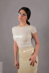 Latex office outfit