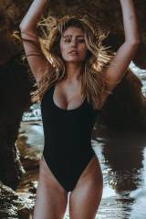 Lia Marie Johnson in a One-Piece Swimsuit
