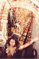 Kamilla Covas enjoying an exciting ride on the roller coaster