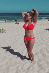 Red bikini on beach