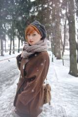 Beautiful redhead in the snow