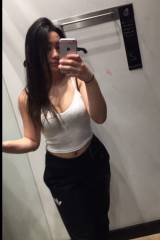 Cute Busty Asian trying on clothes