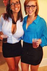 At the office party (XPost from r/WomenWearingShir...