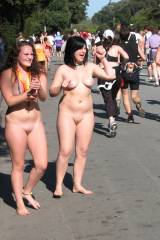 Naked race spectators