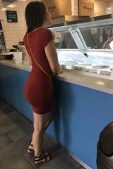 Tight dress in an ice cream shop