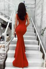 Red dress, white room
