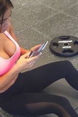 Distracted during her workout