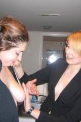 Intrigued by her friend's nipple