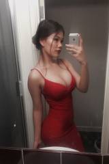 Asian in the red dress