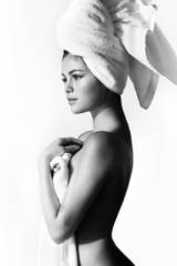 Selena Gomez posing all cute with just towels on