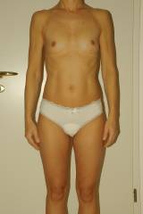 Flat milf in white panties
