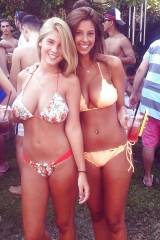 Skinny hotties in bikinis with amazing natural tit...