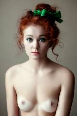 Cute redhead topless