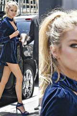 Stella Maxwell in NYC is wearing the hell out of a little blue dress (AIC)
