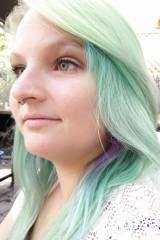 My friend rocking mint green hair
