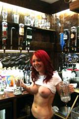 Happy, topless bartender (Cross post /r/happygirls...