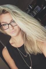 blonde with hair and glasses