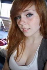 Redhead; freckles and cleavage