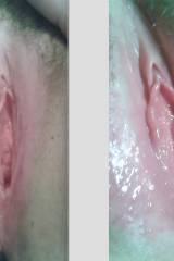 Pink pussy before and after