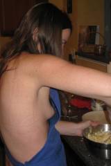 Cooking in just an apron - sideboob