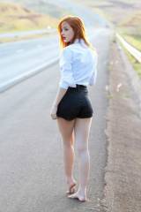 Redhead on the highway