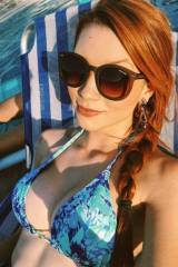 Blue bikini red hair