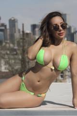 Pam Rodriguez in a Green Bikini