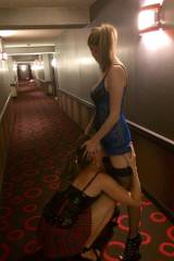 Naughty in the hotel hallway