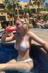 Fruity drink in the pool